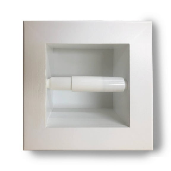 Typhon Recessed Solid Wood Toilet Paper Holder 7 x 8.5, White Enamel