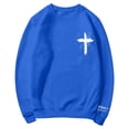 thumbnail image 4 of XIAOCHA Women's Cross Psalm Text Graphic Sweatshirt Long Sleeve Crewneck Pullover Faith Casual Sweatshirt, Blue, Sizes L, 4 of 4