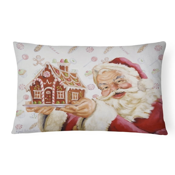 Carolines Treasures PJH3006PW1216 Santa Claus A Home for the Holidays Canvas Fabric Decorative Pillow, 12H x16W,