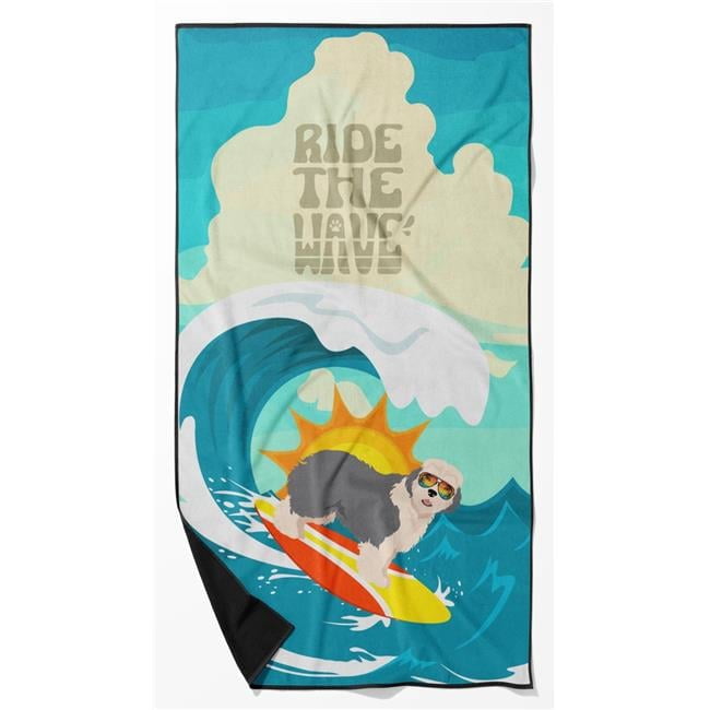 Surfer Dog Bernese Mountain Dog Premium Beach Towel 30 in x 60 in
