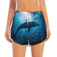 thumbnail image 4 of Lsque Ocean Dolphin Fish School Printed Women's Running Shorts with Liner Pockets,Elastic Quick Dry Workout Athletic Gym Yoga Shorts,Womens High Waist Shorts-Medium, 4 of 9