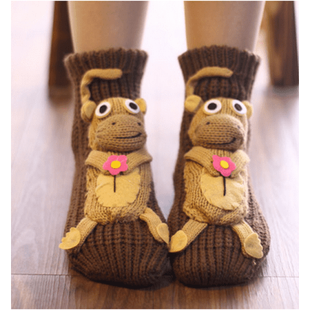 

Women s Soft Knit Slippers Funny 3D Animal Knit Slippers Winter Warm Novelty Floor Sock