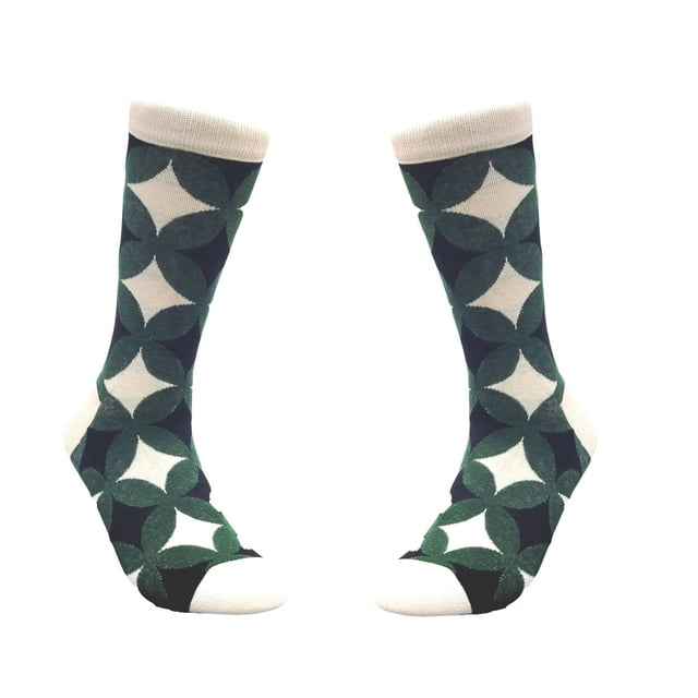 Green Avocado Colored Geometric Patterned Socks from the Sock Panda (Adult Large - Men's Shoe Sizes 8-12)