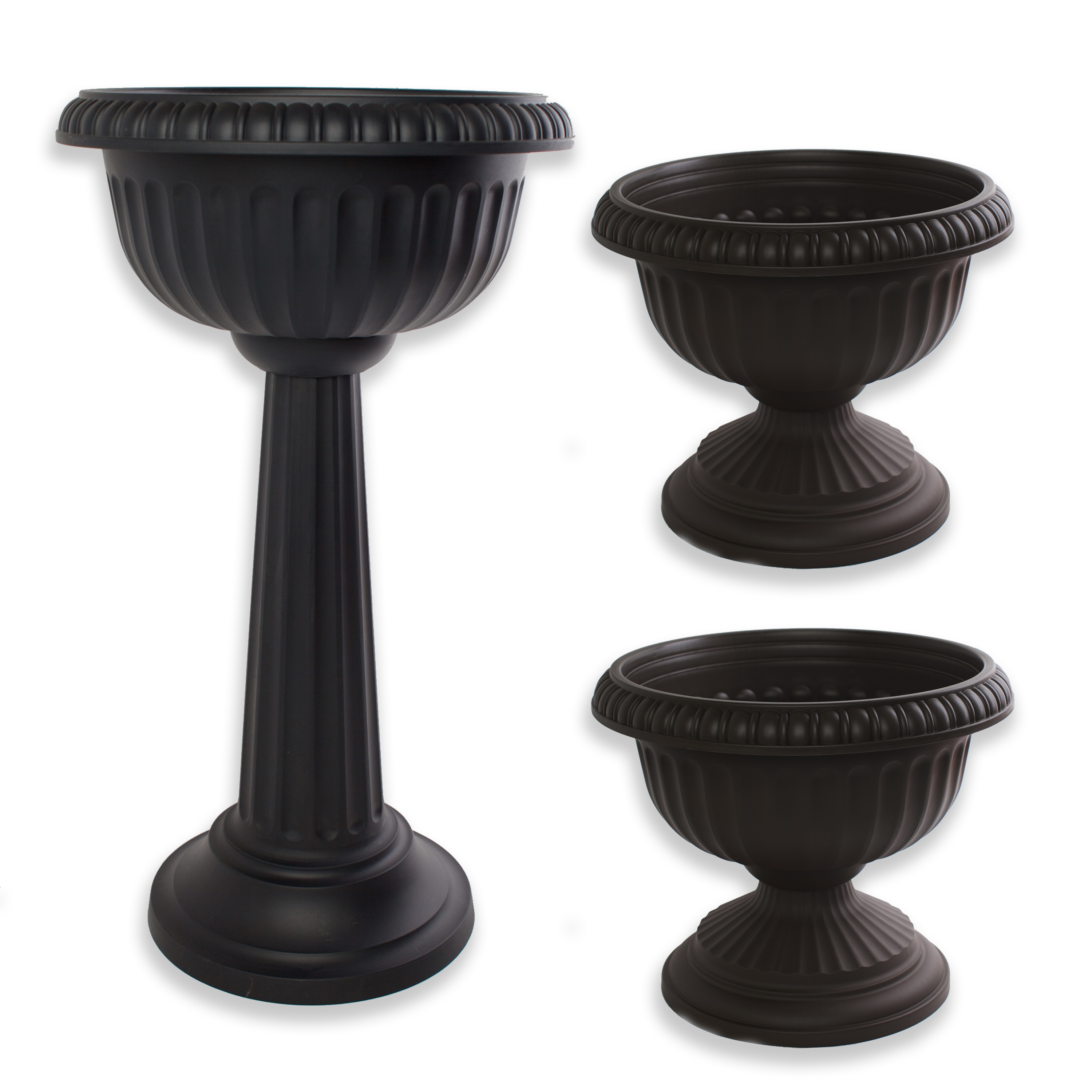 Bloem Grecian Set of 3 Classic Urn Planters Black