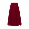 thumbnail image 4 of Beshee Maxi Skirt Women's Skirts Women's Pleated Skirt Mesh Skirt Fairy Skirt Mid Length Long Skirt Dance Skirt, Skirts for Women Red S, 4 of 4