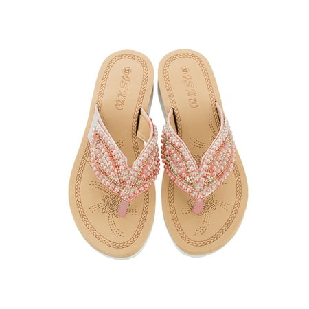 

UKAP Women Flip Flops Sandals Comfort Toe Post Summer Beach Low Wedge Sliders Slippers