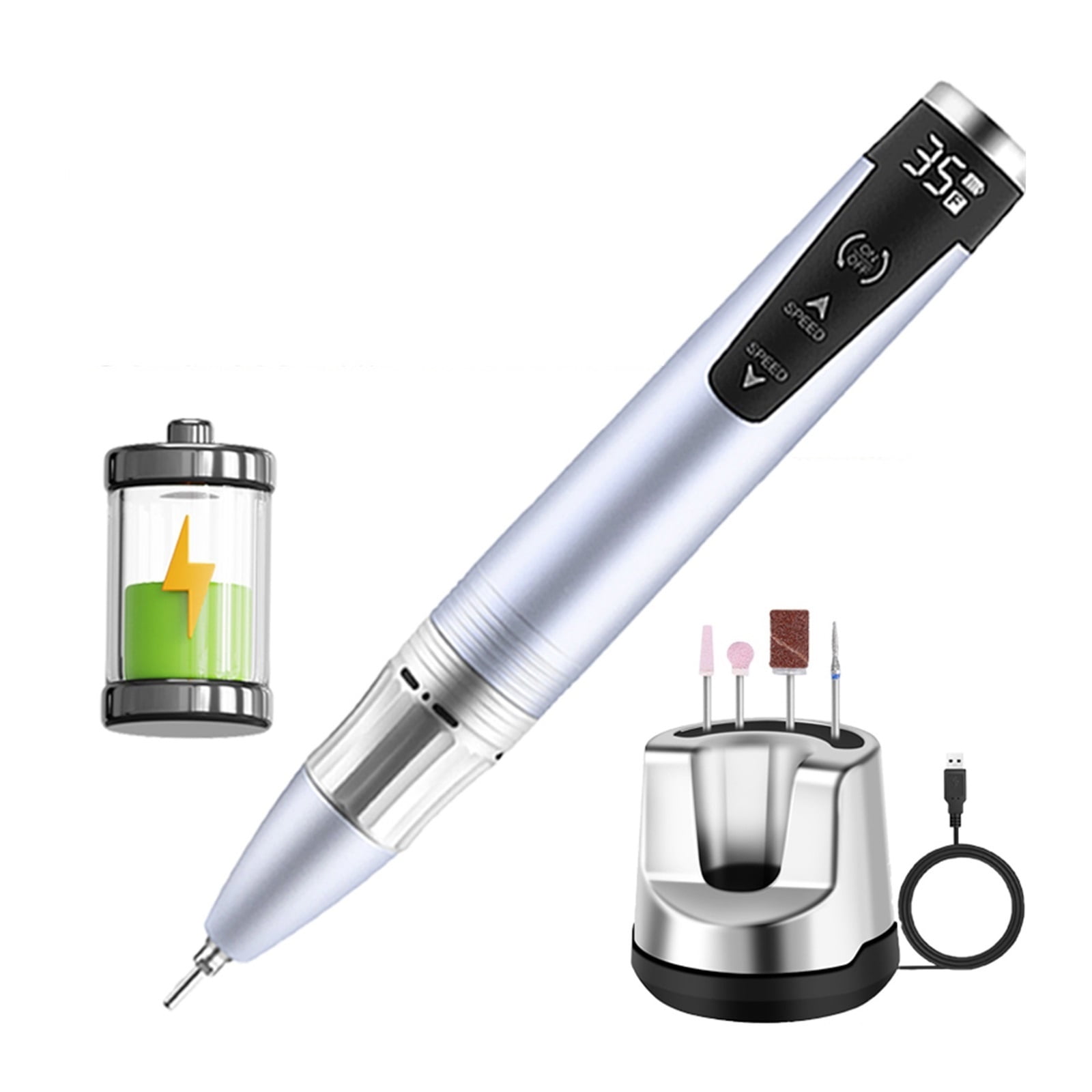 35000RPM Cordless Nail Drill Machine, Rechargeable Portable Electric Nail File With Touch Screen For Manicure Salon Tool ,Low Noise
