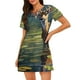 thumbnail image 1 of Balery Peaceful Deer Lily Pond Camisón de manga corta con cuello redondo para mujer, cómodo y elegante., 1 of 6