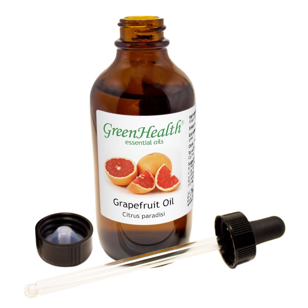 Grapefruit Essential Oil - 4 fl oz (118 ml) Glass Bottle w/ Cap and Glass Dropper - 100% Pure Essential Oil by GreenHealth