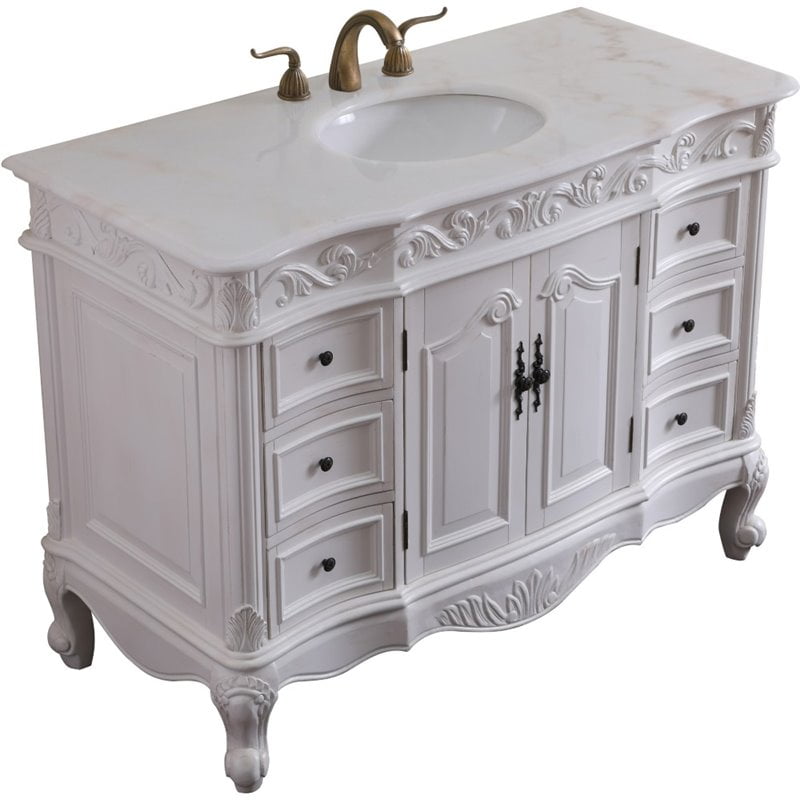 Elegant Decor Oakland 48 Single Marble, French Provincial Double Sink Vanity