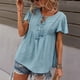 thumbnail image 3 of Camiseta de cuello en V para mujer, camiseta de manga corta con botones en la parte delantera y cuello en V para mujer, camiseta de manga corta de color puro para mujer, ingeniería de precisión, 3 of 6