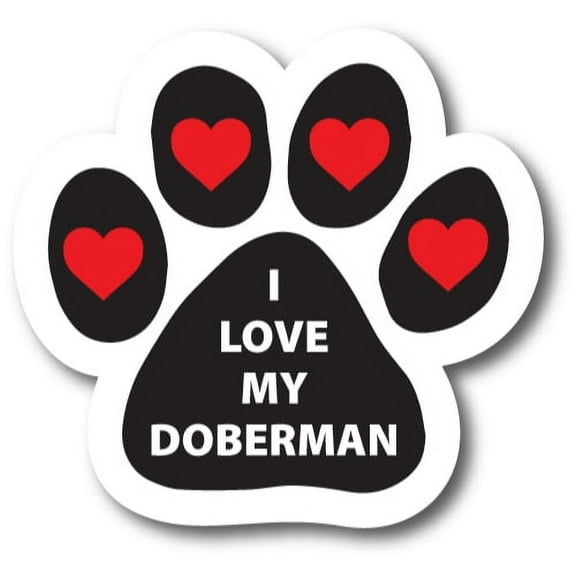 Magnet me Up I Love My Doberman Pawprint Magnet Decal, 5 Inch, Vinyl Automotive Magnet