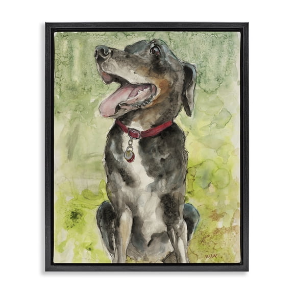 Stupell Industries Farmhouse A Dog's Happiness Black Floating Frame Canvas Art, 17 x 21, by Patti Mann