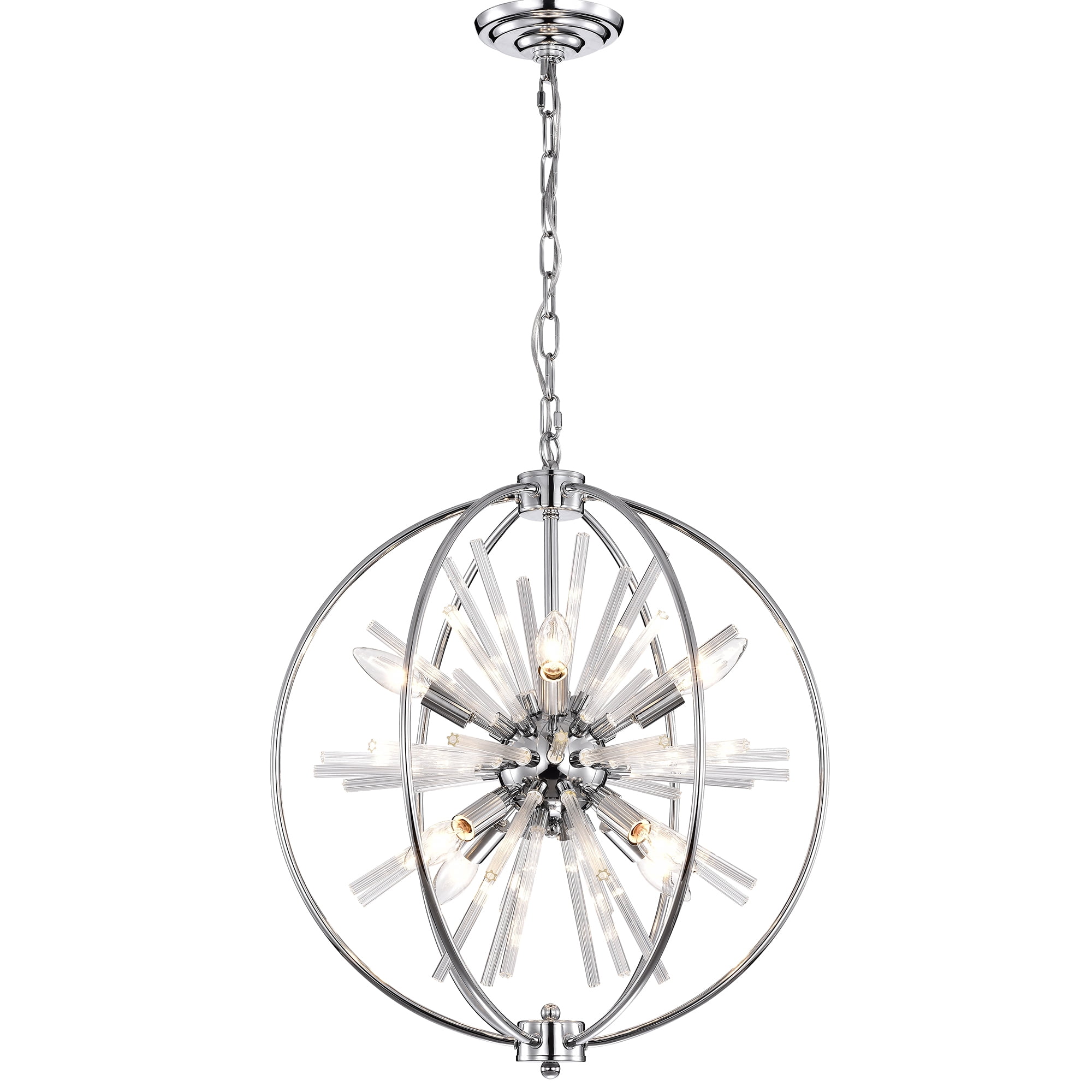 Warehouse of Tiffany Dyords 8-Light Modern Industrial Globe Chrome & Crystal Chandelier