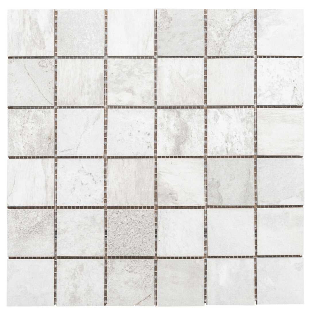 The Tile Life Wells Stone Slate 2" x 2" White Porcelain Mosaic Tile, Case of 11