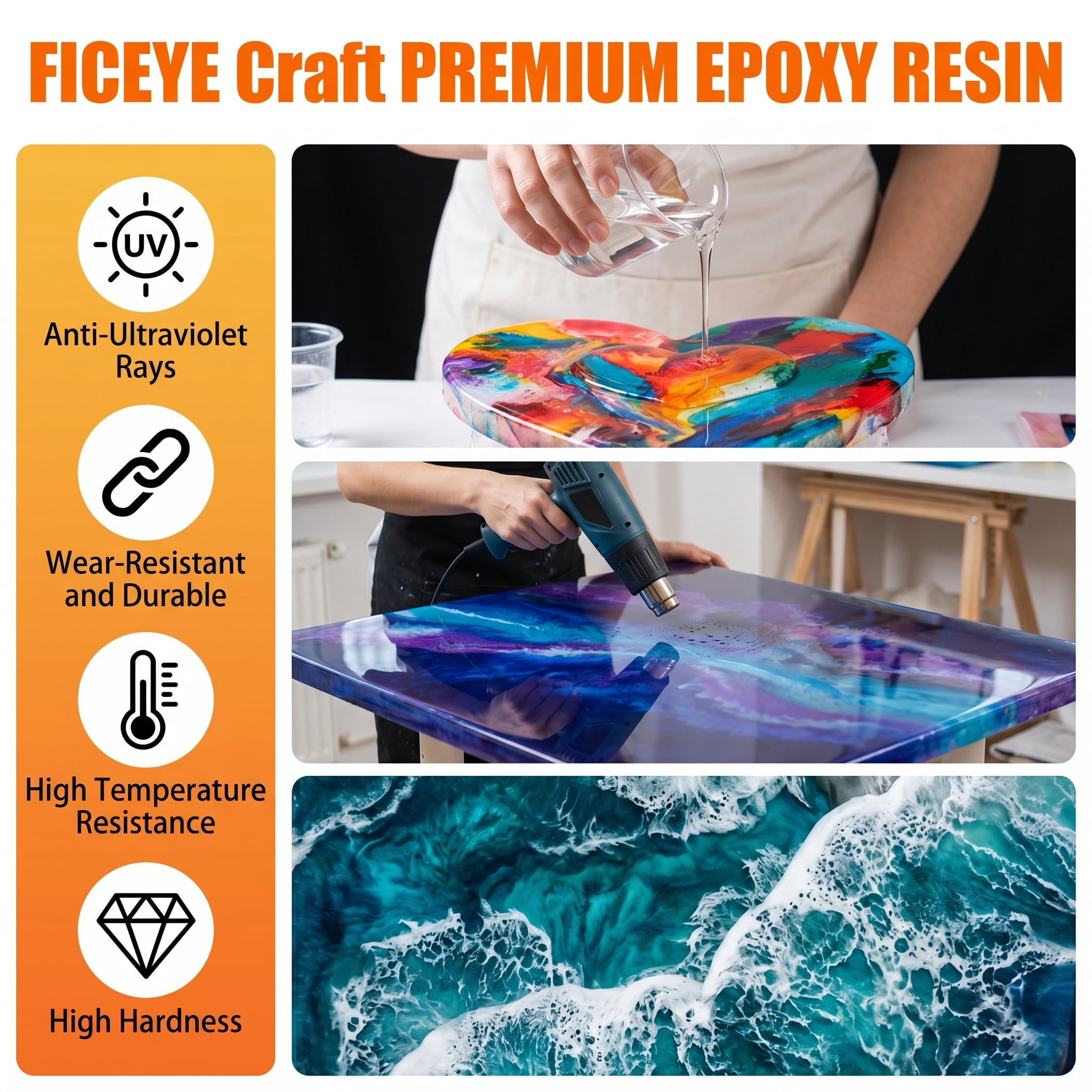 78oz Fast-Curing Epoxy Resin Kit, Crystal Clear, Bubble-Free, Non-Yellowing, Ideal For Resin Mold Making, 2-Part Epoxy Resin AB Glue, Perfect For Coating, Casting, River Tables, And DIY Crafts.Ideal