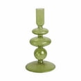 thumbnail image 6 of Decorative Glass Candle Holder for Taper Candles - Modern Candlestick Holder with Disc and Sphere Design for Table Decor - Pair with Gold Centerpieces for Tables and Living Room Display - 7" Green, 6 of 10