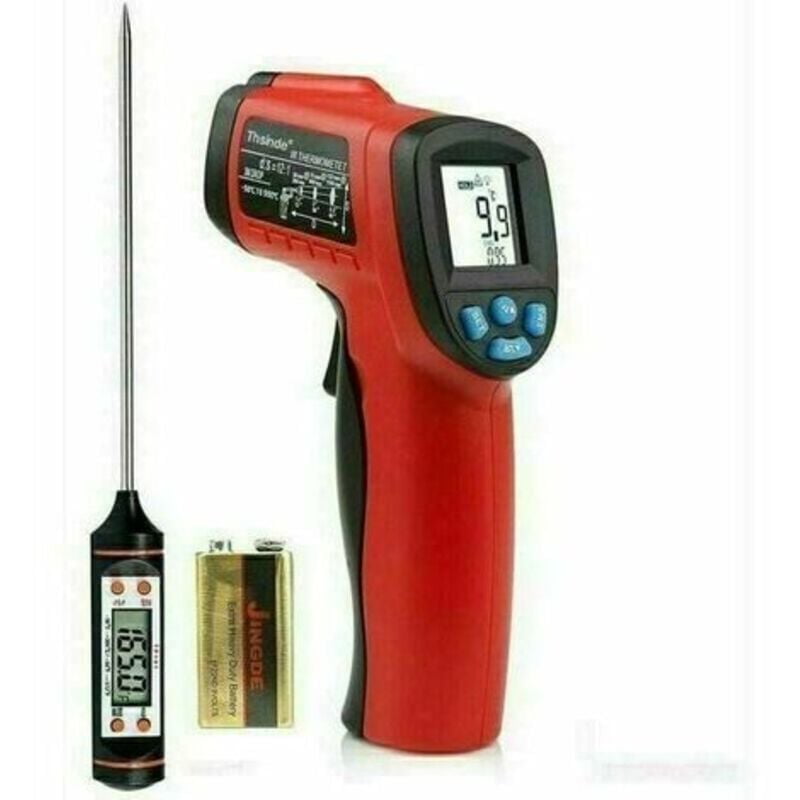 【Industrial Thermometer】Infrared Thermometer, Industrial Thermometer, 【non-medical】Non-Contact Thermometer, Digital LCD, Black/Red ET312, -50°C 550°C (-58°F 1022°F),Easy to use