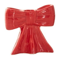 AUDeals Christmas Scented Candle in Ceramic Bow Holder, Hand-Painted Holiday Decor for Tabletop, Festive Gift for Family & Friends, Warm Glow & Fragrance