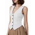 thumbnail image 4 of Vest Tops for Women, Knit V-Neck Sleeveless Button Down Vest Business Casual Outfits Milky White XL, 4 of 9