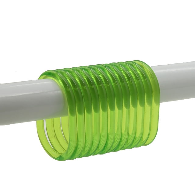 Anneaux de Rideau de Douche en Plastique Vert Lime Transparent - Ensemble de 12
