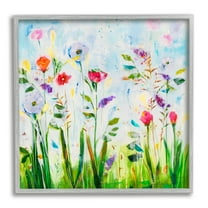 Stupell Industries Abstract Flower Meadow Botanical & Floral Painting Gray Framed Art Print Wall Art, 12 x 12