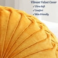 thumbnail image 3 of Velvet 15-Inch Round Throw Pillow for Home Couch Decorative (Yellow), 3 of 7