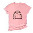 thumbnail image 1 of Pompotops T-shirt Femme Col Rond Imprimé Léopard Arc-en-Ciel Manches Courtes Blouse Décontractée Ample, 1 of 6