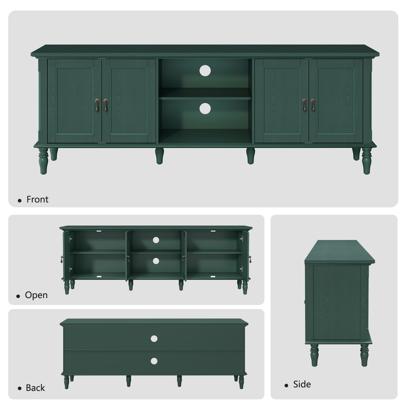 CBJCBJ 67" TV Stand, for TVs up to 75", Retro Entertainment Center with Storage for Living Room,Green