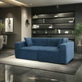 thumbnail image 4 of 79" Teddy Velvet Big Sofa, Soft Couch with Hybrid Foam, Furniture Couch with Ergonomic Support for Living Space, Blue, 4 of 9