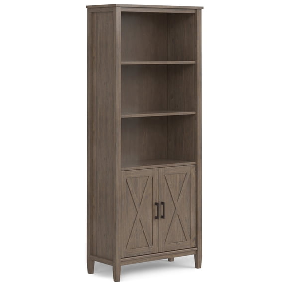 Simpli Home Ela SOLID WOOD 72 inch x 30 inch Transitional Bookcase in Smoky Brown
