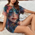 thumbnail image 4 of Fotbe Bohemian Colorful Flower Woman Conjunto de Pijama Estampado para Mujer, 2 Piezas, Ropa de Dormir con Camiseta de Manga Corta y Shorts Suaves-Small, 4 of 6