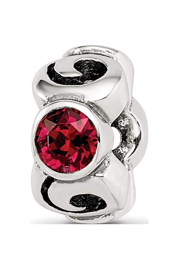 Sterling Silver Reflections July Red Preciosa Crystal Birthstone Bead (10.91 X 5.45) Made In Thailand qrs1263jul