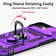 thumbnail image 6 of Dteck Case with Tempered Glass Screen Protector for iPhone 16e ,Shockproof TPU+PC with Slide Camera Cover Built-in 360° Rotate Ring Kickstand Magnetic Shockproof Back Cover,Purple, 6 of 9