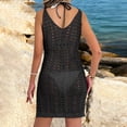 thumbnail image 5 of ShomPort Womens Bathing Suit Cover up Slit Crochet Knit Spaghetti Strap Beach Coverup Mini Dress Summer Vacation, 5 of 6