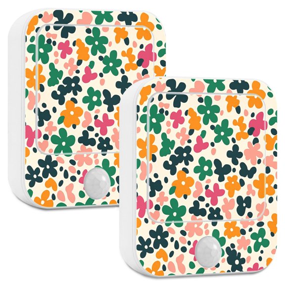 Yayeee 2-Pack Plug in LED Night Lights with Light Sensors Motion Detectors, Floral Blooms