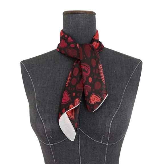 Square Scarf 24x24 Inch Layered Red Hearts Print Silky Satin Sun Protection Neck Scarf for Women Multi-Purpose Head Wrap Bandana for Hair Bag Decoration
