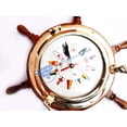 thumbnail image 4 of Nagina International 13" Nautical Ship Wheel with Porthole Flag Style Clock Fitted - Pirate Home Decorative Wall Hanging, 4 of 7