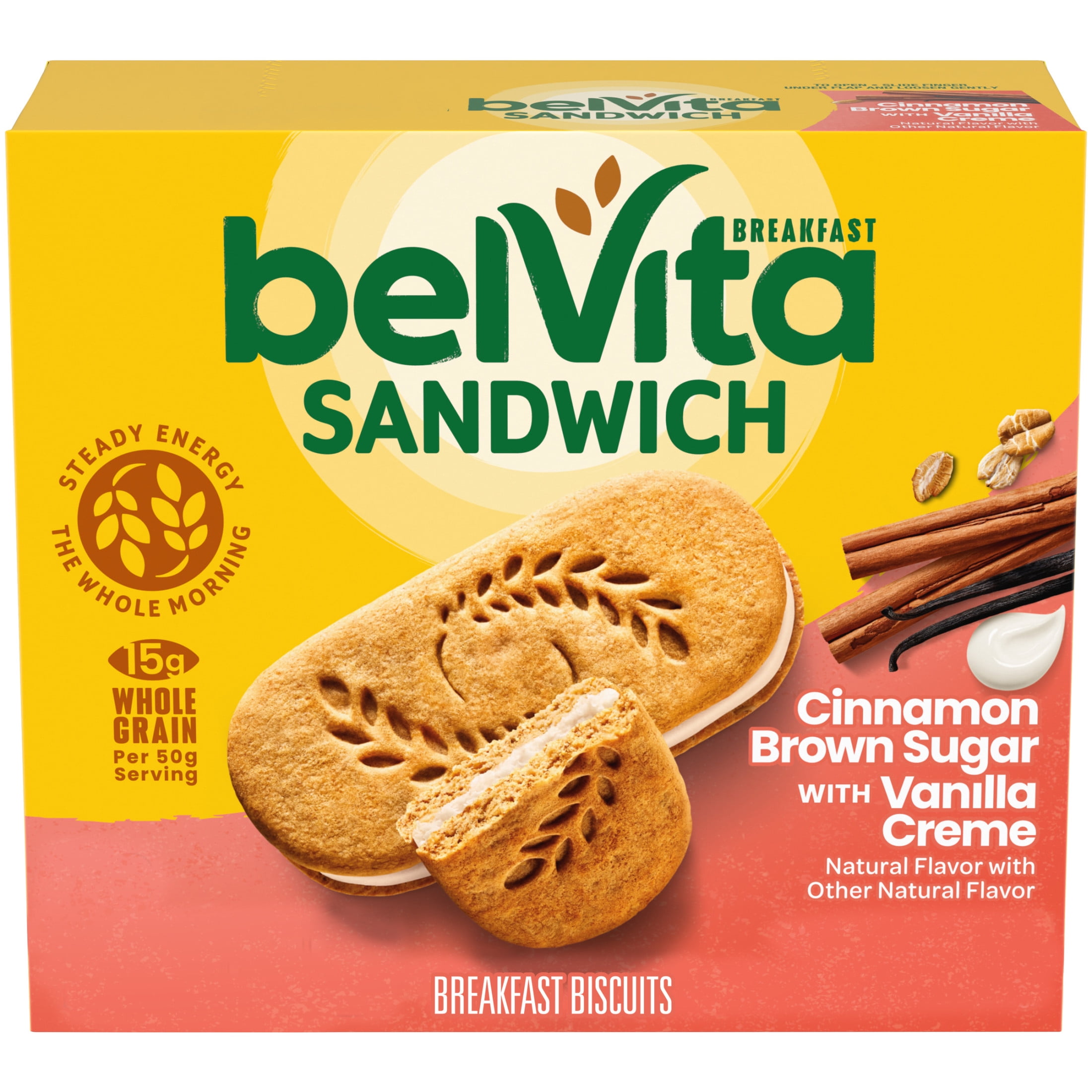 (3 pack) belVita Breakfast Bar Biscuit Sandwiches Cinnamon Brown Sugar with Vanilla Creme, 5 Packs