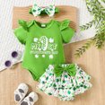 thumbnail image 2 of MEZZALL Baby Girl My First St. Patrick's Day Outfit Ruffle Bodysuit Cake Smash Shorts Headband Clover Clothes, 2 of 7