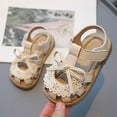 thumbnail image 4 of MEZZALL Summer Children Girls Large Sized Soft Soled Bow Knotted Open Weave Shoes Sandals Comfort Adorable Casual Kids Princess Solid Color Beach Sweet Retro Toddler Footwear, 4 of 8