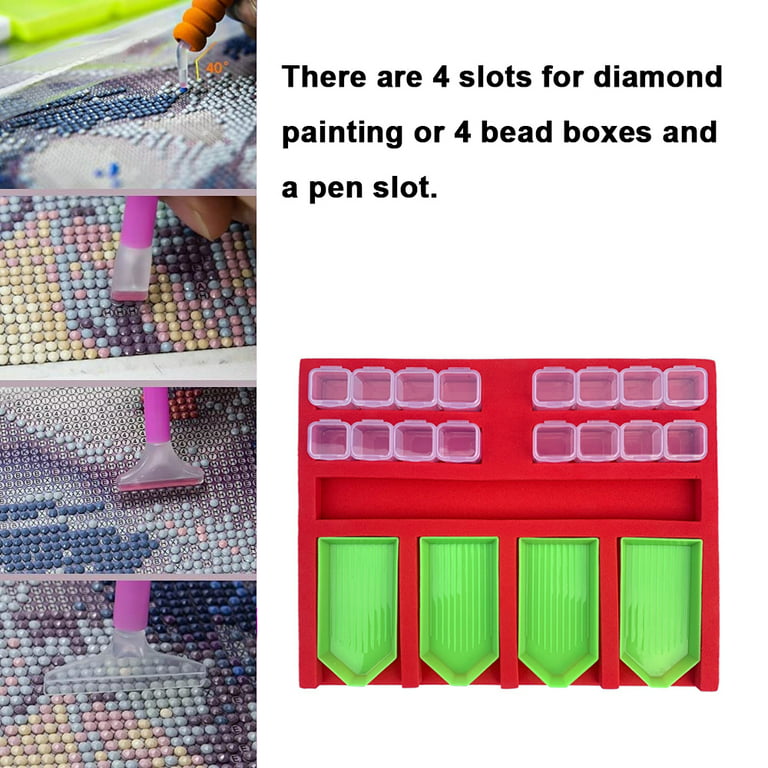 Diamond Painting Accessories Tray Organizer, Art Painting Beads Sorting  Storage containers, Diamond Art Tools Kits,Red 