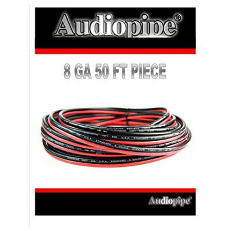 Red Black 8 Ga 50' Speaker Woofer Wire Cable Car Home Audio Stranded Copper