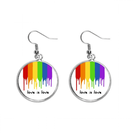 love is love lgbt rainbow color ear dangle silver drop ear jewelry woman