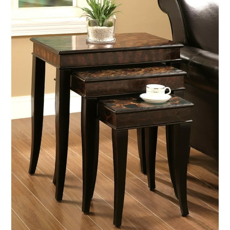 Cappuccino 3 Piece Leopard Print Nesting Table Set Com Cappuccino 3 Piece Leopard Print Nesting Table Set