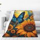 thumbnail image 1 of Fotbe Colorful Cloud Butterfly Sunflower Manta de Franela Acolchonada con Estampado, Súper Suave y Esponjosa, Extra Grande para Sofá, Cama, Uso Todo el Año-40"x30", 1 of 7