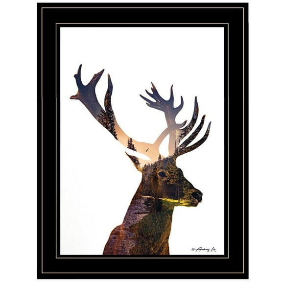 TrendyDecor4U Deer In The Forest By Andreas Lie Framed Print LIE114-704G
