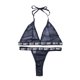 thumbnail image 2 of VISgogo Conjunto de lencería para mujer de 2 piezas, Sujetador push-up con cuello en V y cordones transparentes con estampado de letras + Tanga elástico para novia, esposa VISgogo moda, 2 of 9
