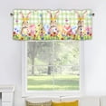 thumbnail image 2 of Rdsfhsp Spring Easter Curtain Valance for Windows Easter Eggs Cute Bunny Rabbits Flowers Rod Pocket Polyester Window Treatments for Kitchen Bedroom Living Room, 54 x 18 inch, 2 of 5