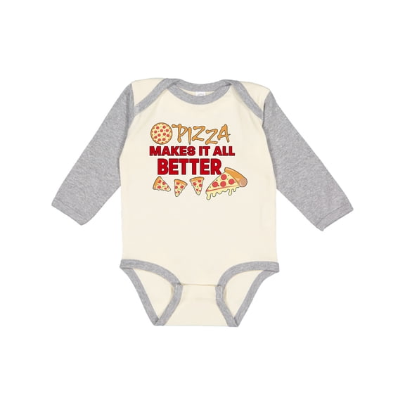 Inktastic Pizza Makes It All Better Boys or Girls Long Sleeve Baby Bodysuit